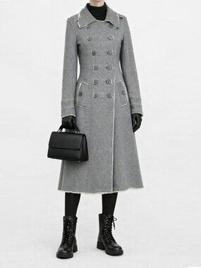 G.E.T Raw Edge Double Breasted Military Midi Trench Coat